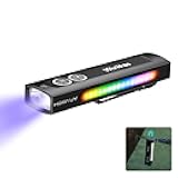 Wurkkos HD01 UV Flashlight, Rechargeable EDC Flashlight, Led Flashlight with 365nm UV Light, 1200 Lumens Flat Flashlight with RGB, Pocket Light for Emergency, Pet Urine Detection (Black)