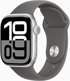 Apple Watch Series 10 [GPS, 46mm] - Silver Aluminum Case with Stone Gray Sport Band, M/L (Renewed)