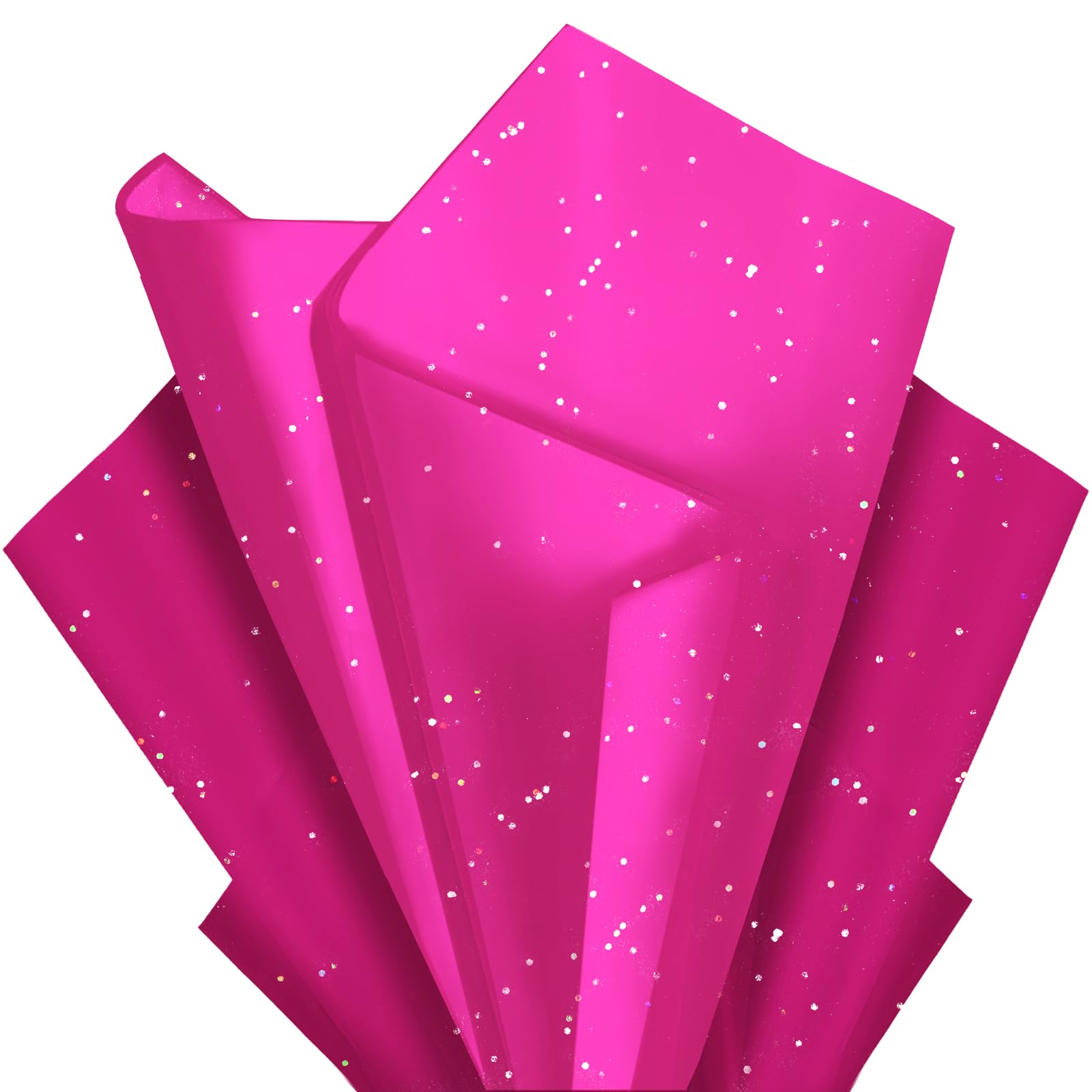 Hot Pink Glitter Tissue Paper for Gift Bags 36 Sheets 14x20 Inch - Recyclable Wrapping Paper for Weddings, Birthdays, Party &amp; Festival Decorations DIY Craft Supplies