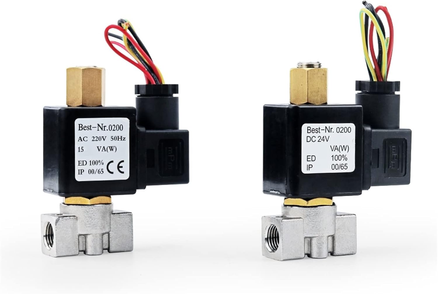 1/4quot; Normally Open Stainless Steel 2-Way Solenoid Valve VX2120-08-SS-NO Controller DN8 for Oil Water Gas AC220V/110V DC12V/24V 1Pcs(AC220V)