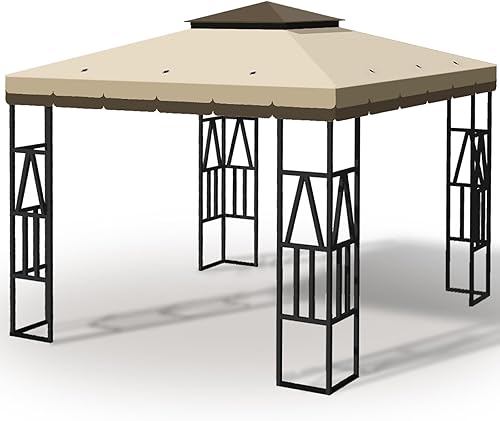 Homegroove Cubierta superior de repuesto para kiosco de 10 x 10 pies, cubierta de techo de doble nivel para barbacoa al aire libre, patio, jardín y