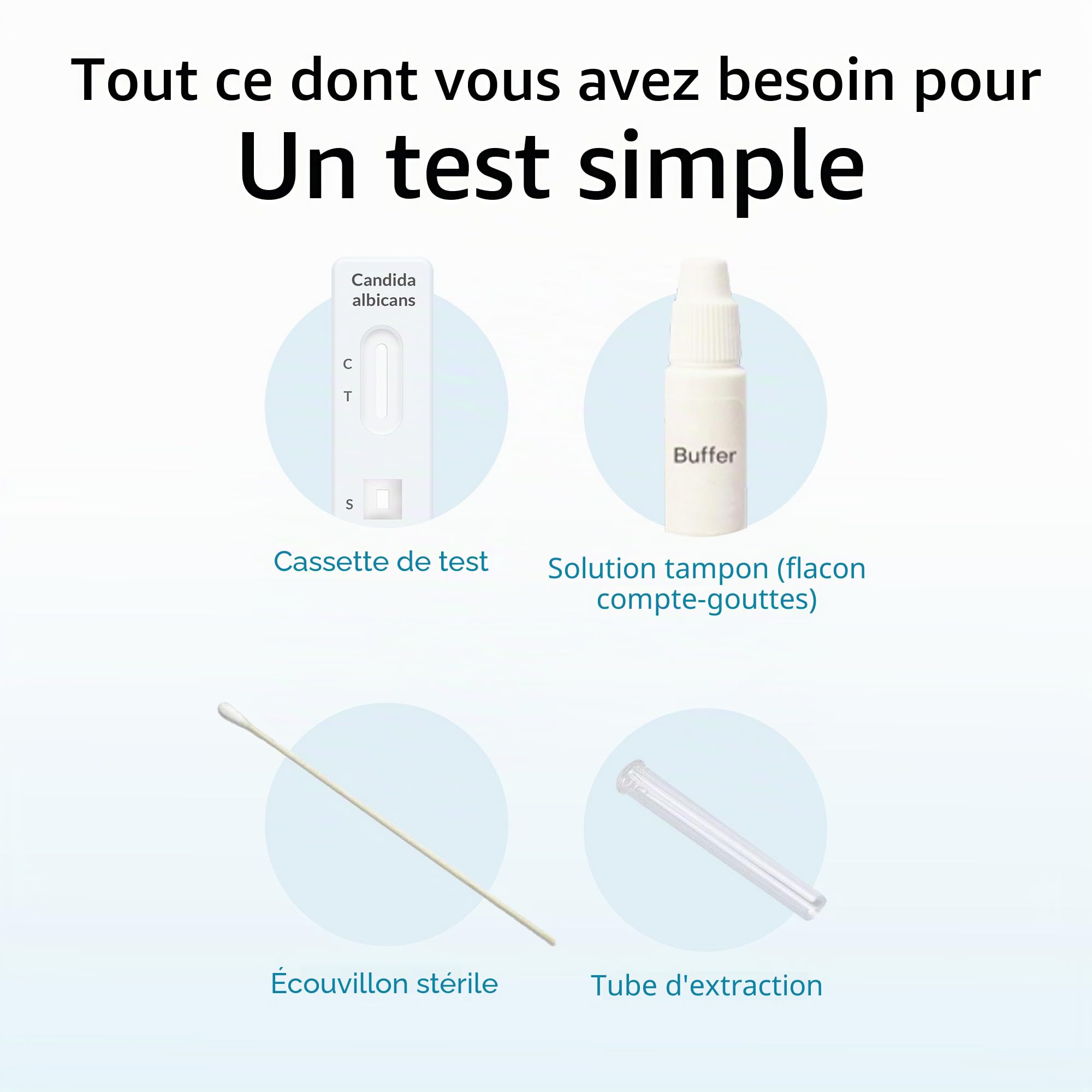 GetTested Kit de test de candida à domicile – Kit de test de muguet rapide pour femme, écouvillon vaginal Candida Albicans auto-test, résultats rapides et précis