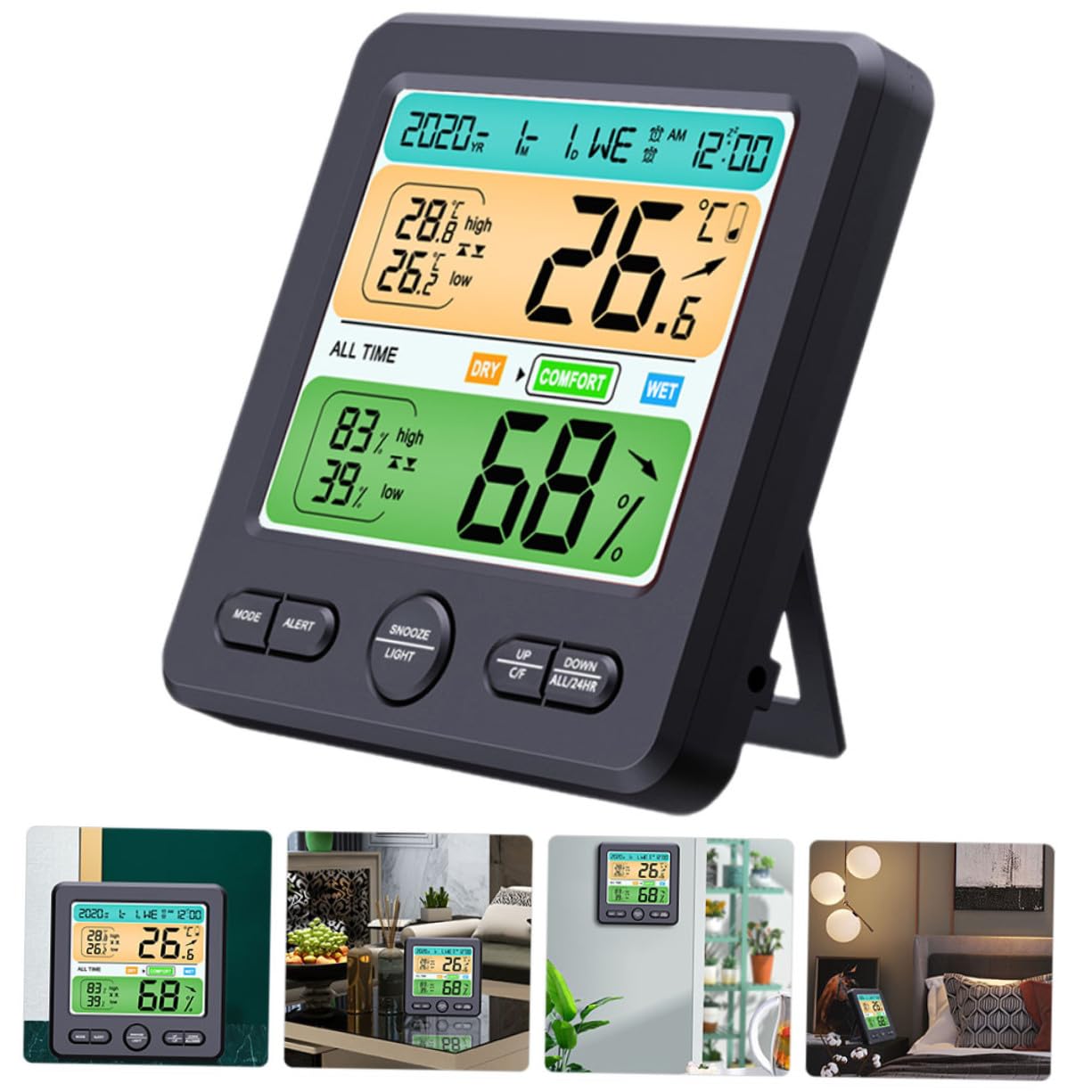 Termometro Igrometro Digitale da Parete con Schermo Grande Sensore Temperatura e Umidità per Casa Ufficio Cameretta e Cucina Monitor Digitale Affidabile e Compatto