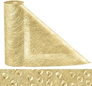Anstore Gold Table Runner, 30M x 23 cm Non-woven Table Runner Roll with 150pcs Rhinestone, Gift Floral DIY Wrapping Table Ribbon Decoration for Event Wedding Christmas Party Communion