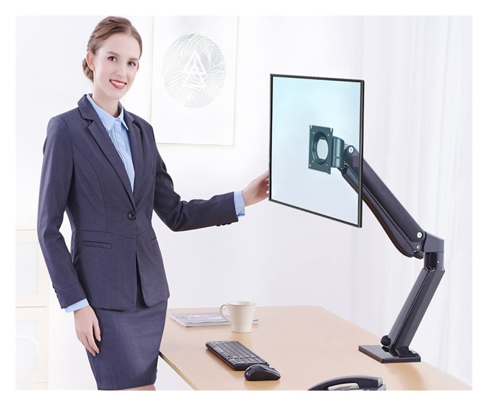 Uchwyt do monitora, Sprężyna gazowa 24-42 Cal mocowanie telewizora LED LCD pełnoekranowy uchwyt monitora obciążenie ramienia 2-15kgs 75/100mm Monitor stojak na biurko