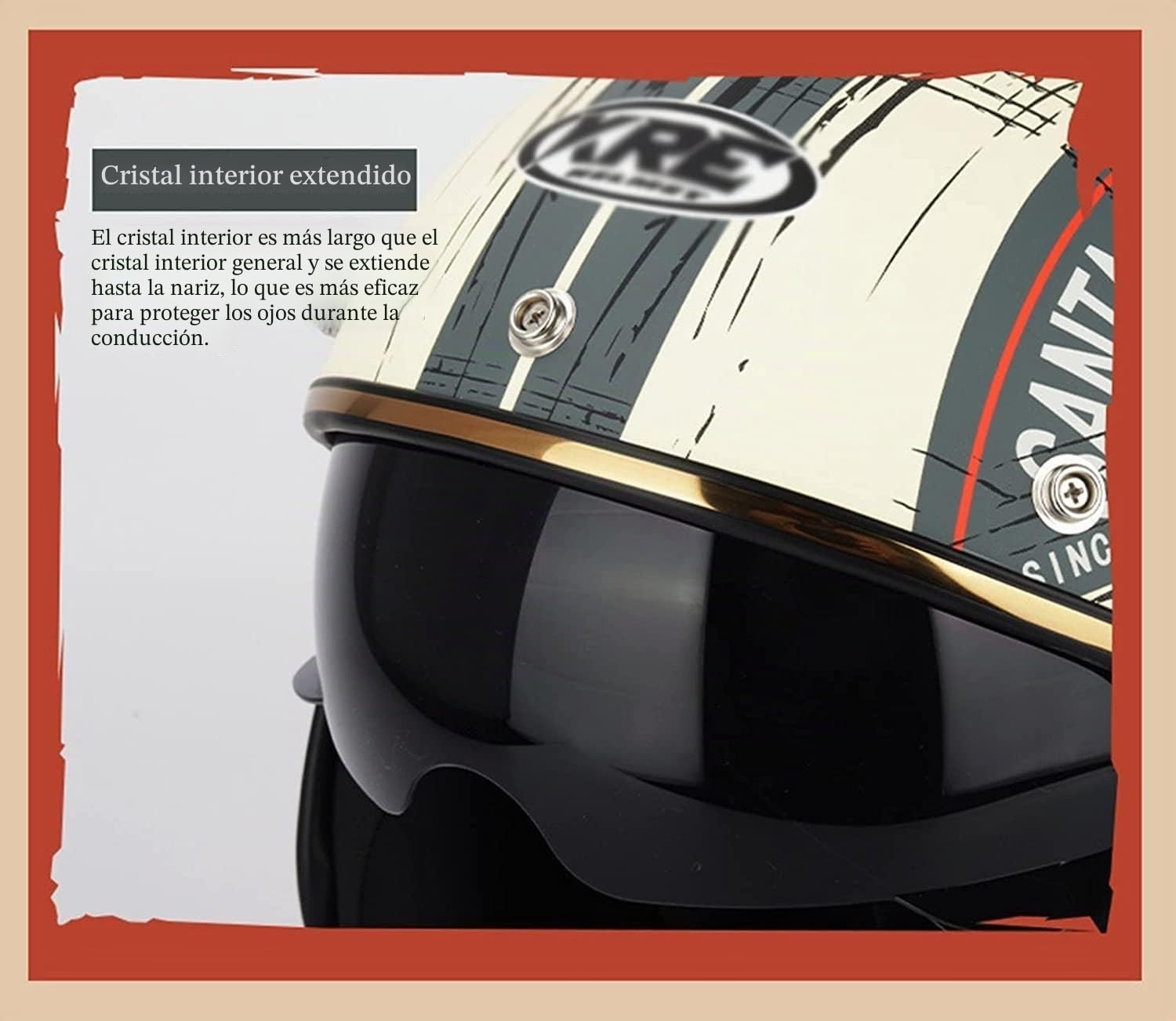 Casco De Moto Retro Medio Cuero De Abierto con Gafas De Aviador Cascos Jet Vintage Cruiser Moto Scooter Medio Casco Jet Estilo Alemán Dot/ECE Homologado para Mujer Hombre Adulto