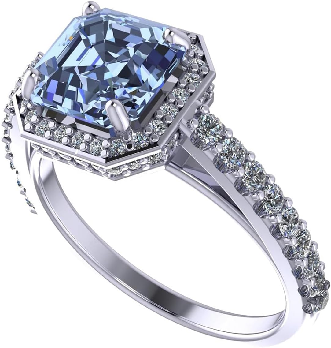 NANA Jewels Sterling Silver Engagement Rings for Women - Choose Simulated Morganite, Citrine, Aquamarine & More