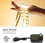 Lepro LED Lumières à bande, 32.8ft 24V Lumières à bande variable et flexible, 3000K Blanc chaud, 600 Unités 2835SMD Lampe à ruban pour la maison, Cuisine, Chambre, Voiture et plus, Non imperméable, Adaptateur électrique inclus