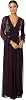 Betsy & Adam Long Powermesh V-Neck Beaded Dress