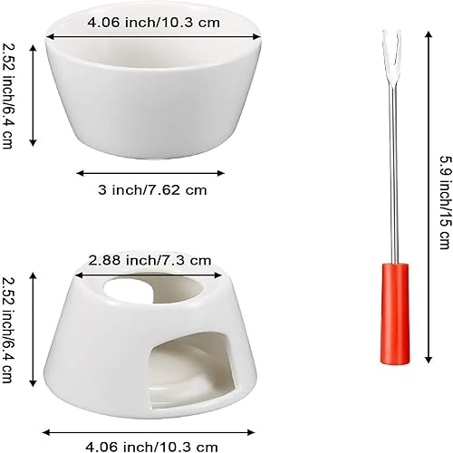 Vista 12 de Nuogo Juego de 4 macetas para fondue con 16 tenedores para queso, chocolate, tapas, mantequilla y caramelo Red/White