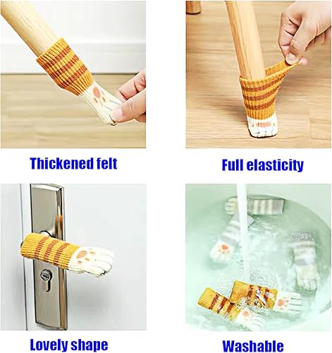 Vista 7 de 16 calcetines para sillas de patas de gato para suelos de madera dura, calcetines de patas de silla, protectores de suelo de muebles de punto