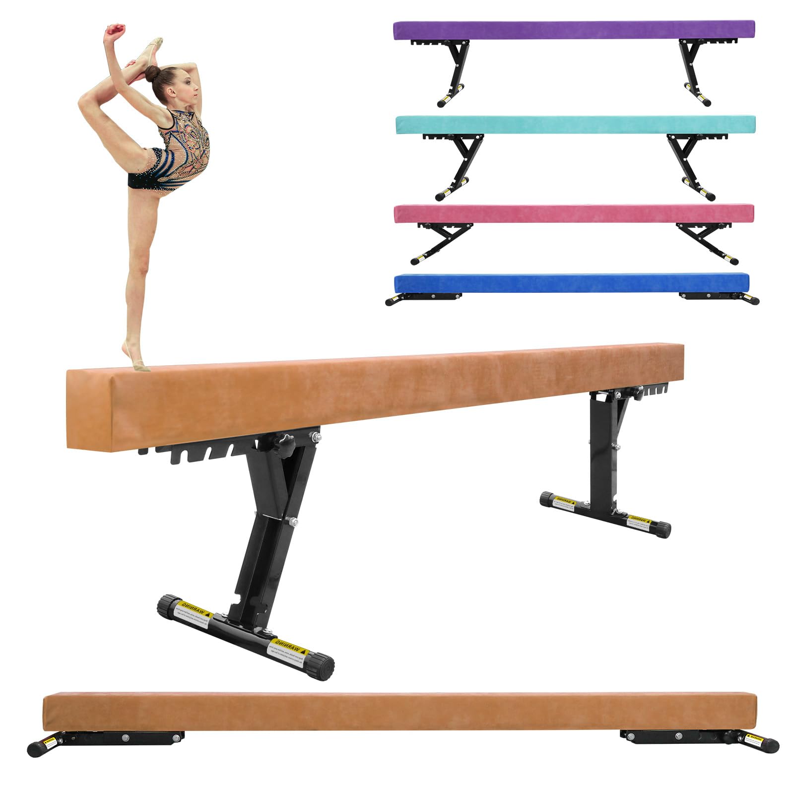 Poutre D'Équilibre En Bois Pour Enfants - Réglable, Avec Pierres Colorées - Jeu Montessori Intérieur/Extérieur (60kg Max)