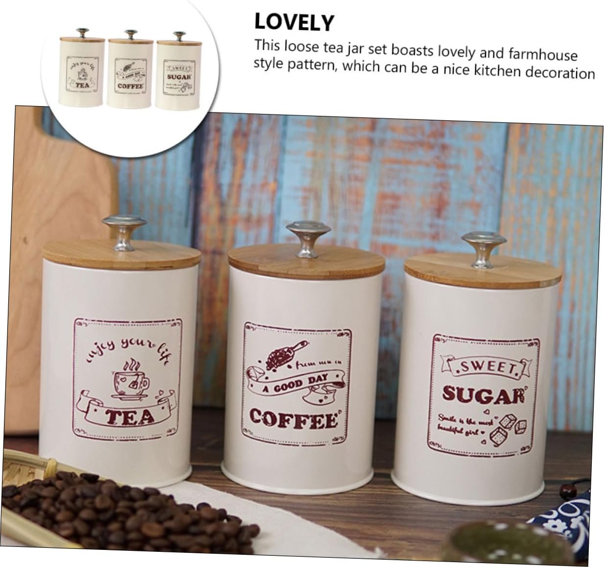 3pcs Storage Tank Coffee Canister Tea Canister Coffee Containers for Bar Airtight Jars for Kitchen Metal with Lid Tea Jar Sugar Galvanized Iron Vintage