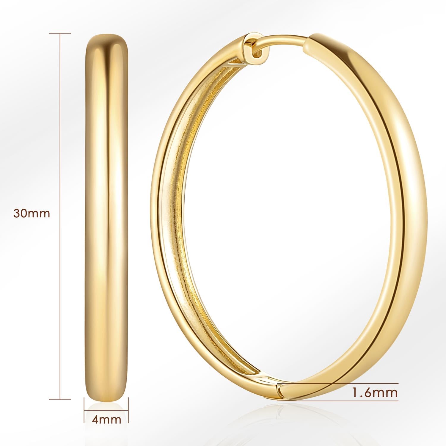 ELEBEST Gold Hoop Earrings 14K Huggie Hoops Earrings Women’s Hoop Earring Minimalist Elegance 14k Hoops Earring Gold Jewerly for Women 30mm - Image 6