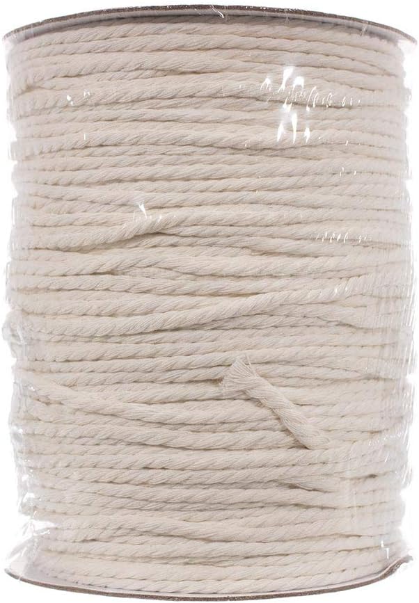 Cotton Macrame Rope 4mm x 220yards – Natural Twisted Macrame Cord – Craft Making – Handmade Projects Plant Hangers, Wall Hangings, Decorations