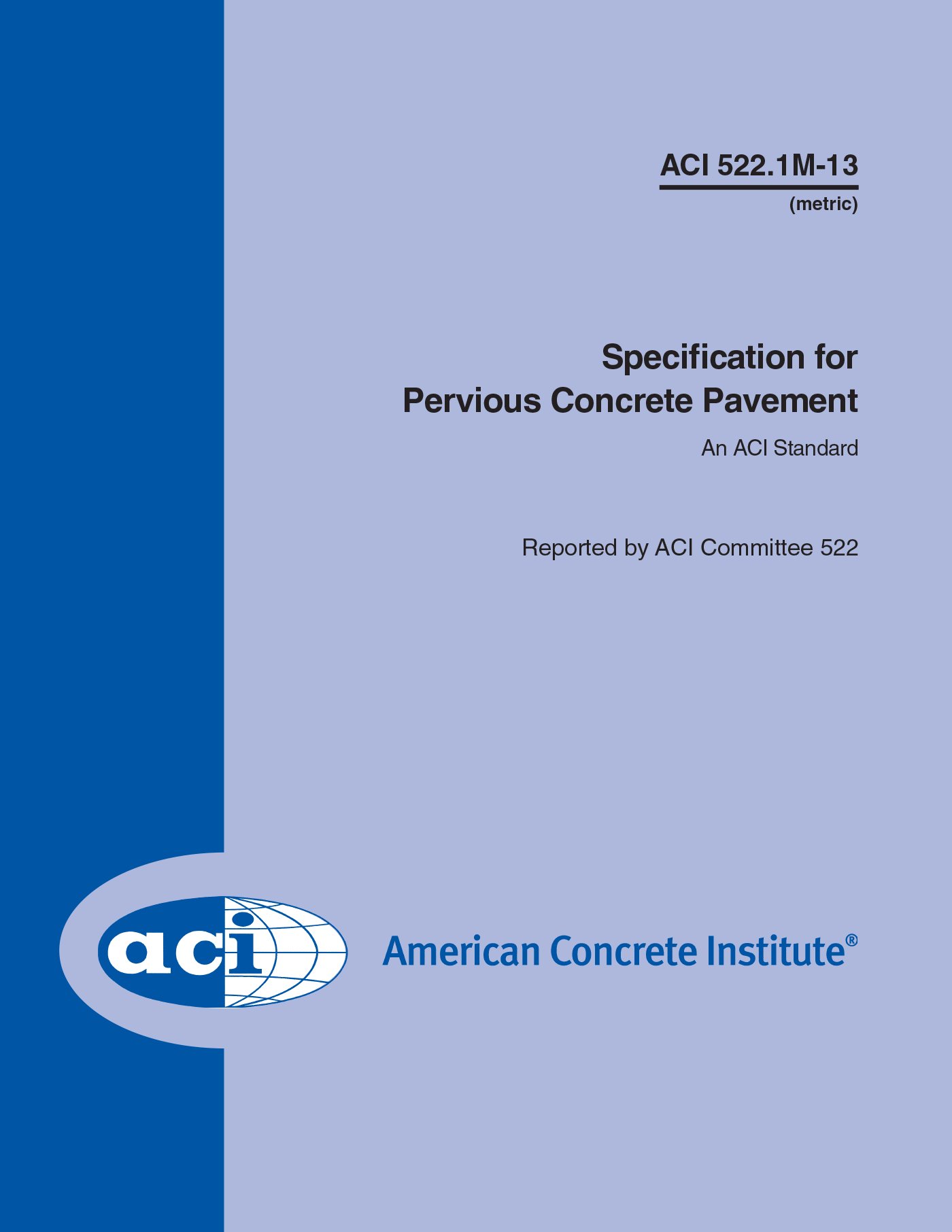 ACI 522.1M-13 béton perméable guide ingénieur génie civil revêtement drainant