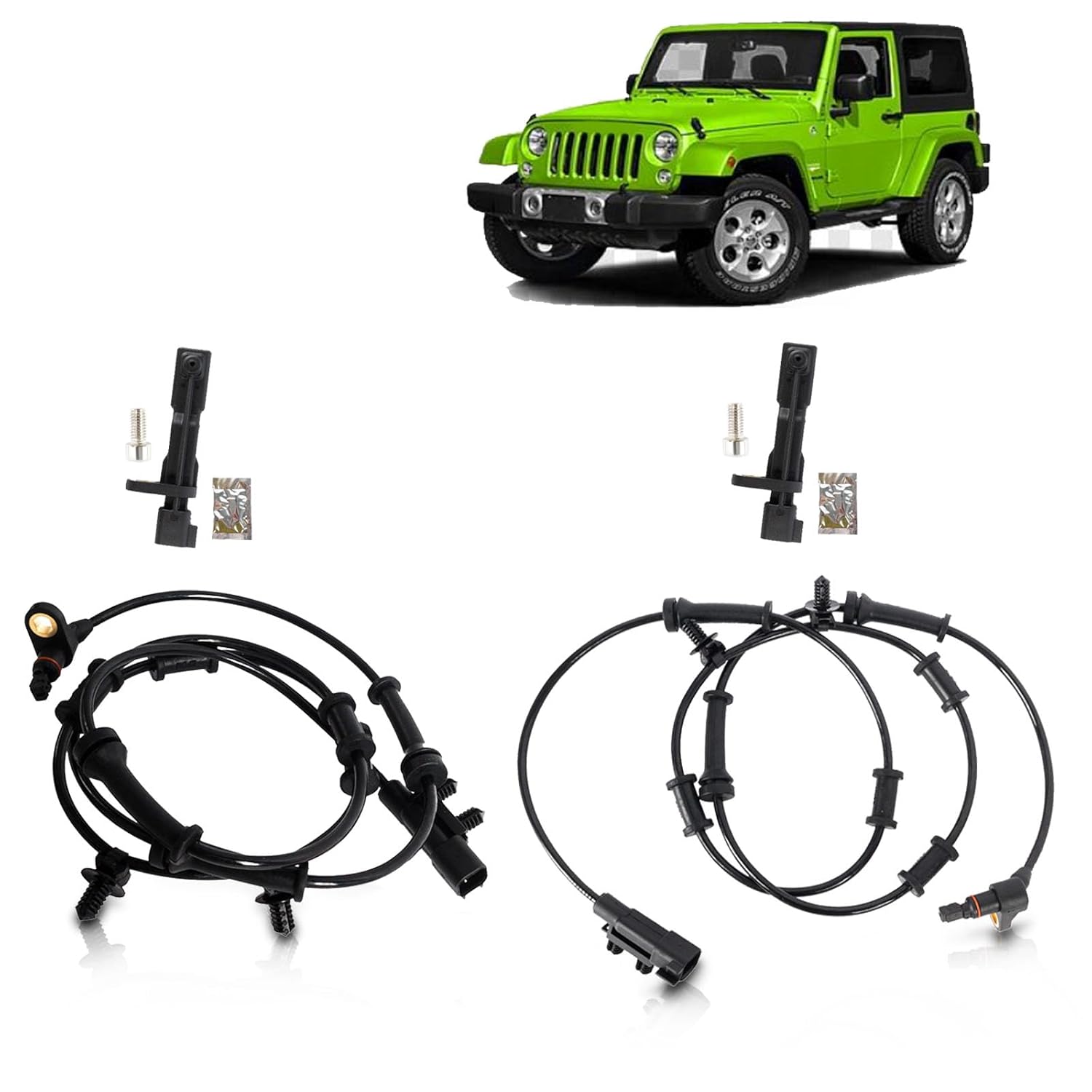 KARPAL Front and Rear and Left and Right ABS Wheel Speed Sensor Compatible with 2007-2016 Jeep Wrangler (Pack of 4)