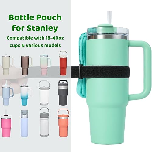 Miniatura 5 de WDMJxar Bolsa para botella de agua Stanley Quencher Adventure de 40 onzas y Stanley IceFlow de 20 onzas 30 onzas, bolsa de manga pequeña para