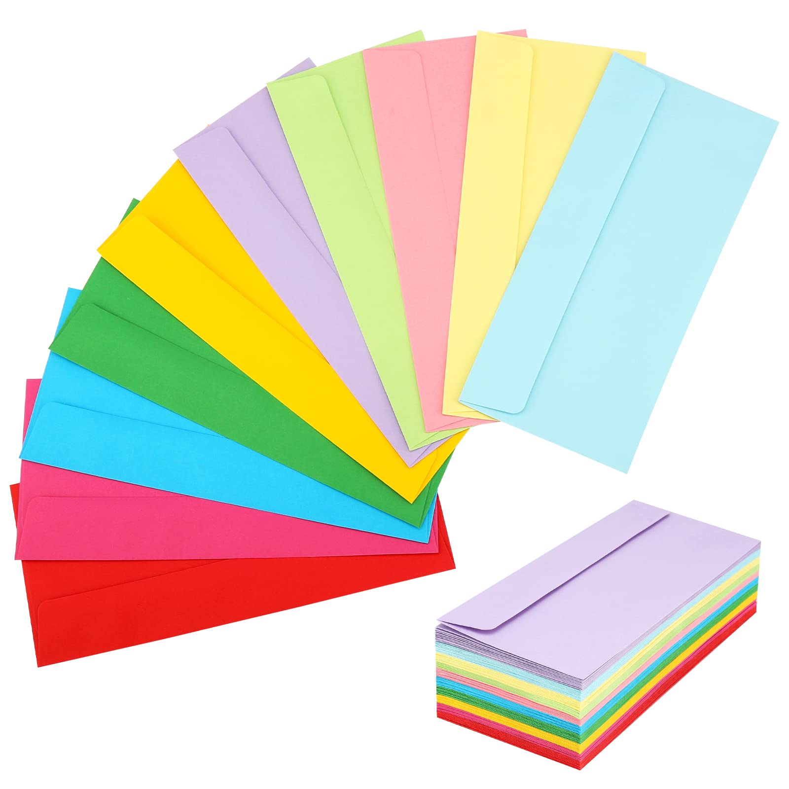 100 Pack Colorful #10 Business Envelopes 4-1/8 x 9-1/2 in Mailing Envelopes for Office, Business Letterhead, Invoices, Personal letters, Unique