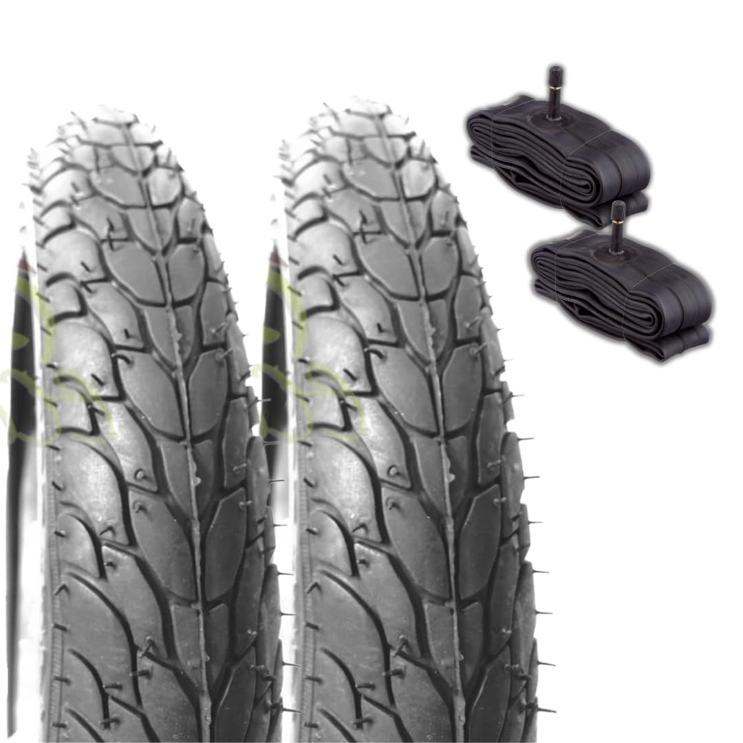 2 COPERTONI 14 x 1.75 (47-254) + 2 CAMERE D'ARIA AMERICA SCHRADER NERI CITY BIKE BICI BAMBINO DEESTONE
