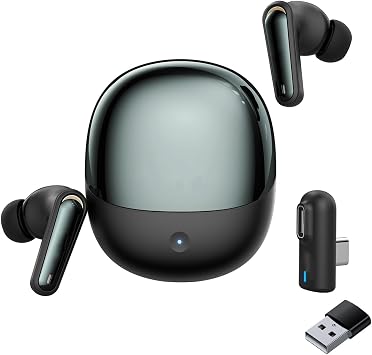 VBESTLIFE Wireless Gaming Earbuds, 2.4G Bluetooth 5.4 Dual Mode Earbuds with ENC Mic and USB C Dongle for Phone Tablet Laptop PC Game Console VR Black