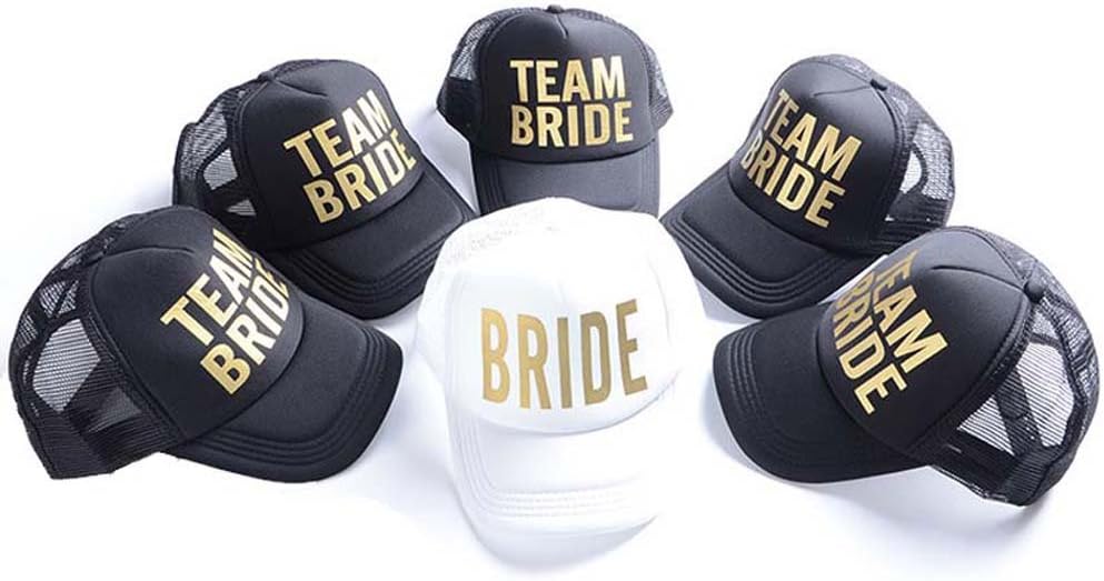 6 Pack Team Bride Baseball Hats Bachelorette Party Bridal Wedding Shower Mesh Caps