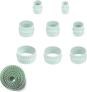 NentMent 8 Pack Round Cookie Cutters Dumpling Skin Press Cutter Double-Sided Blades Plain & Crinkled Edge Stamp Mold for D...