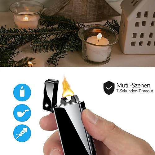 Miniatura 5 de GADATOP Encendedor de llama de plasma de arco recargable por USB, resistente al viento, encendedor eléctrico para vela (negro)