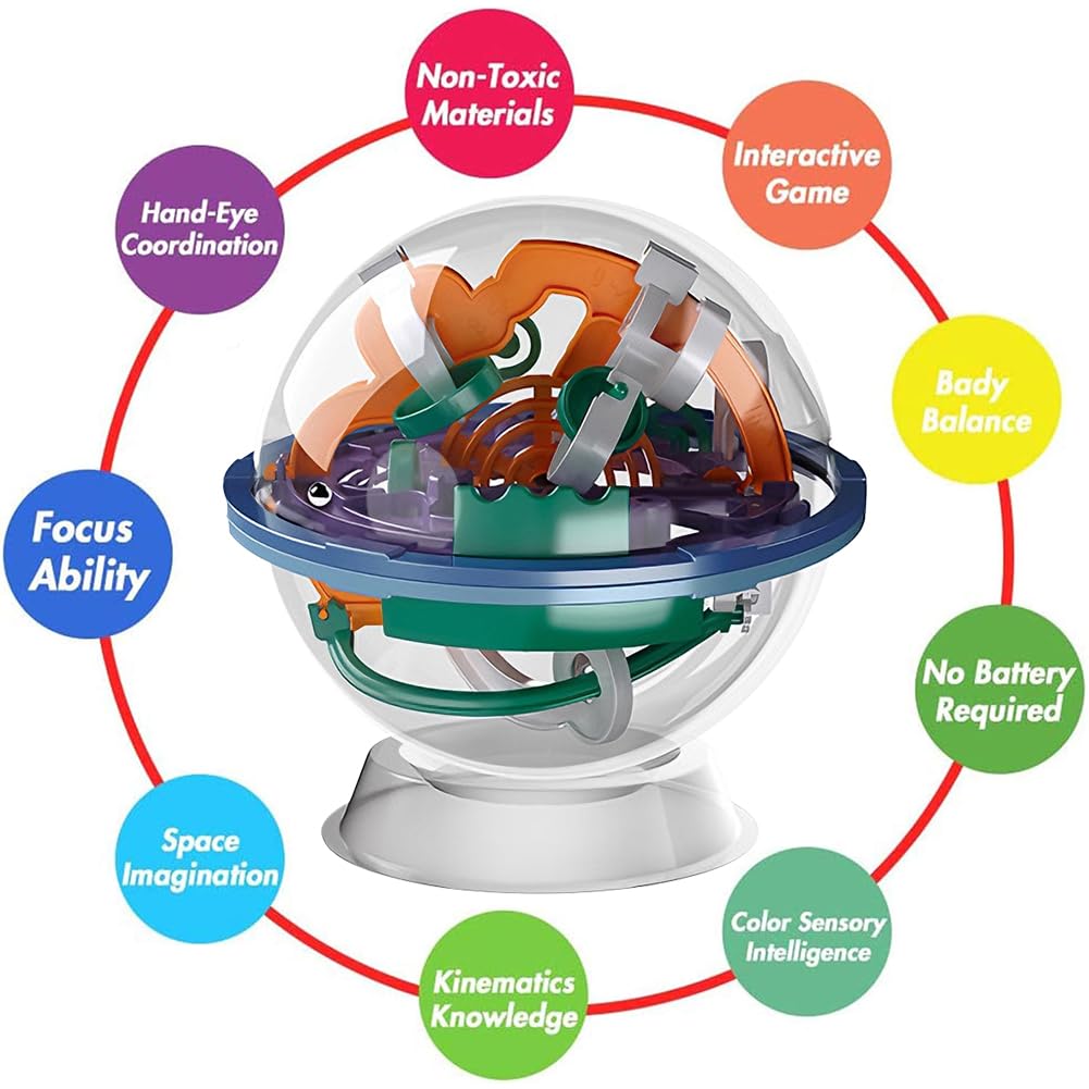 3D Maze Game with 100 Obstacles, 3D Puzzle Ball Maze Fidget Toys, Brain Teasers Puzzle Game, Interactive Intelligence Puzzle Toy for Adults and Kids Aged 8 and up - Image 4
