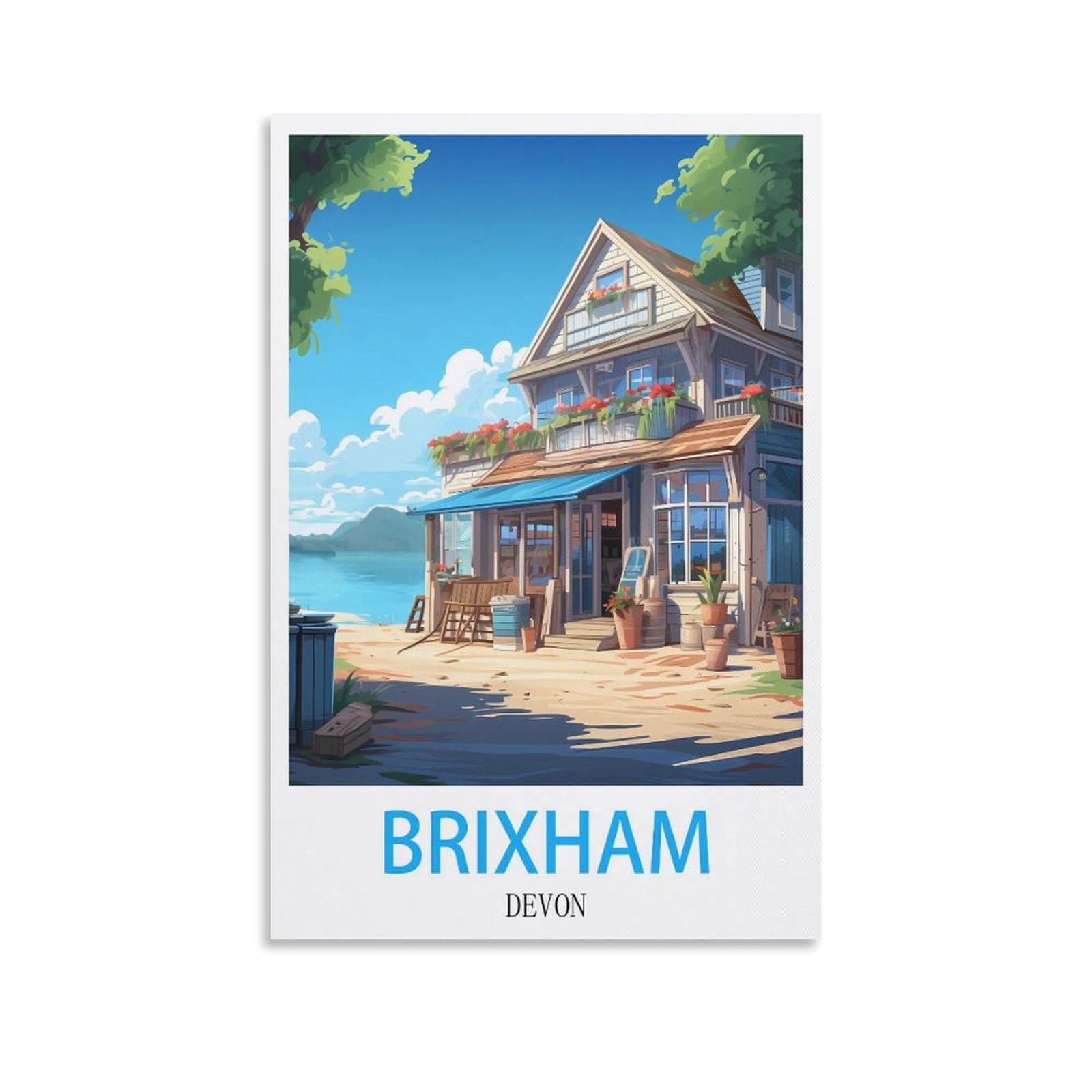 ZBBGGOZ Brixham Devon Vintage Travel Poster 08x12inch(20x30cm) Canvas Wall Posters And Art Picture Print Modern Family Bedroom Decor