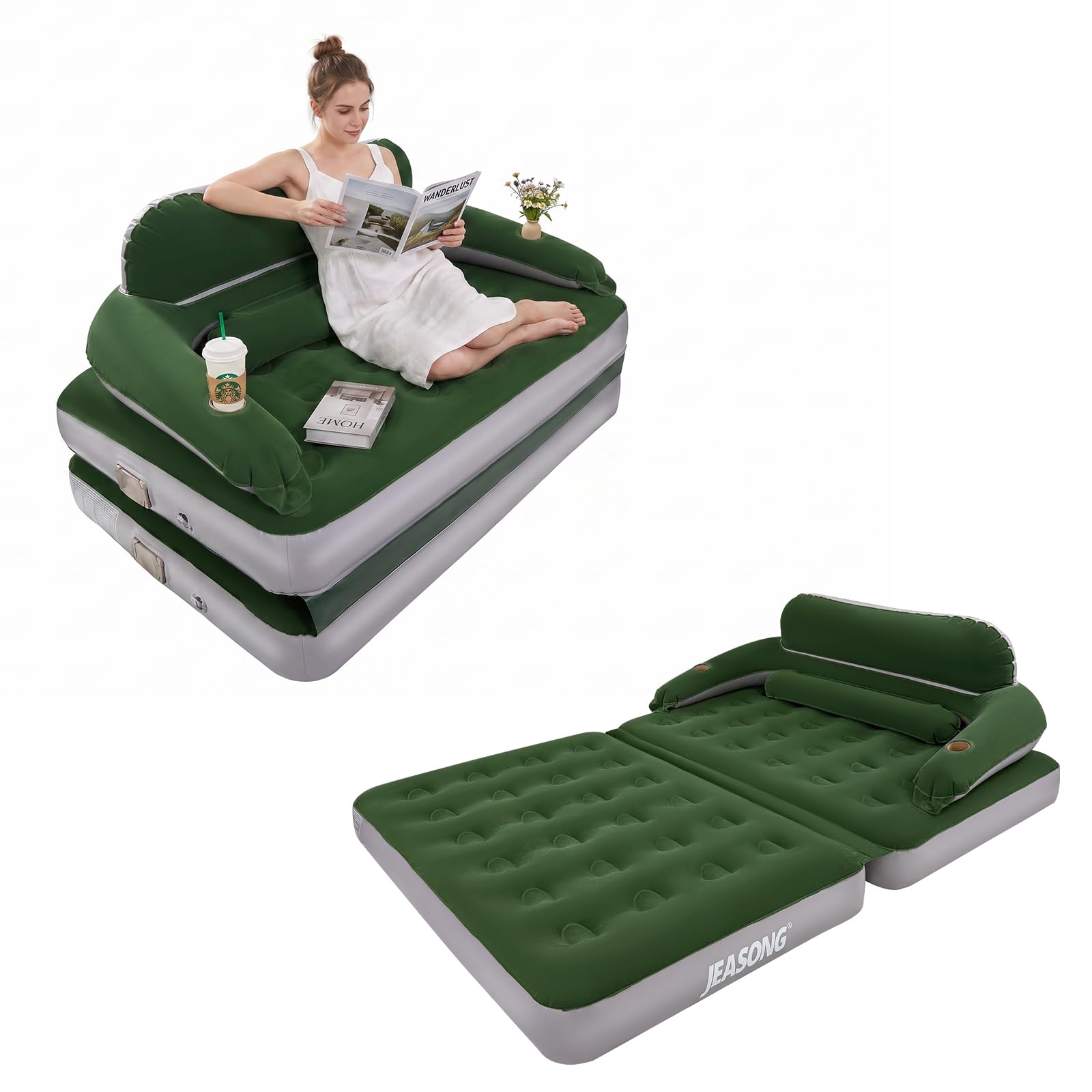 Photo 1 of JEASONG Queen Inflatable Couch Air Mattress with Built-in Pump