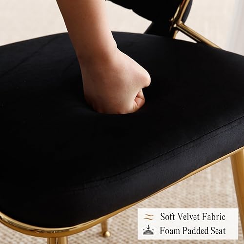 Miniatura 7 de DUOMAY Juego de 4 sillas de comedor de terciopelo, sillas de comedor tejidas con patas de metal dorado, silla decorativa tapizada moderna para