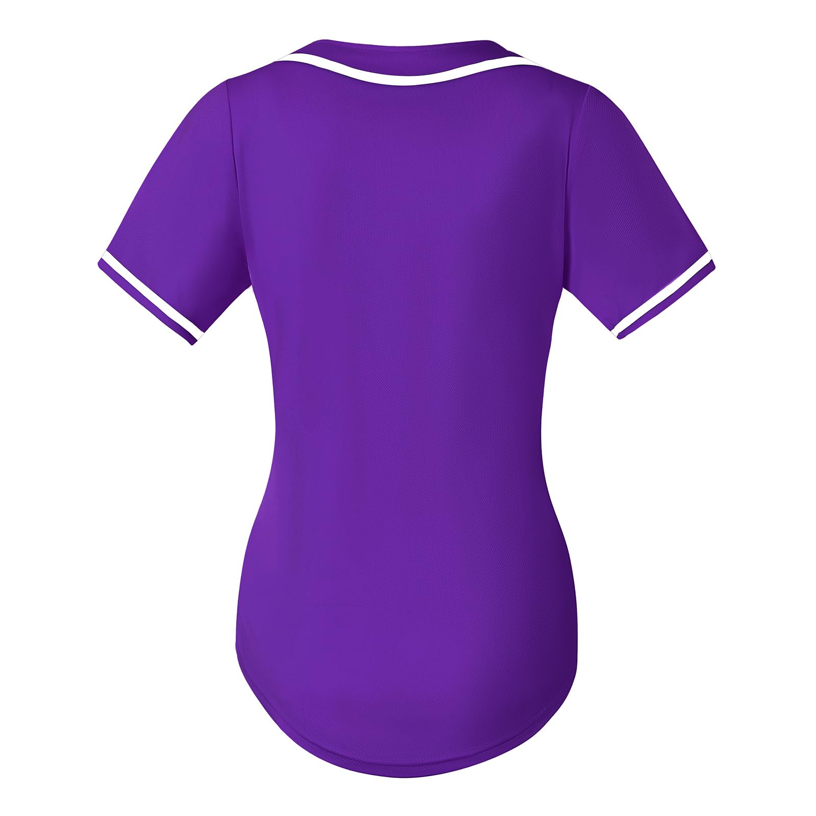 Womens Hip Hop T Shirts Baseball Jersey Button Down Tops Short Sleeve Solid Color Outfits Purple S