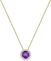 Turandoss 14K Gold Plated Birthstone Necklace for Women - Dainty Personalized 12 Month CZ Gemstone Pendant, Trendy Birthday Gift Jewelry