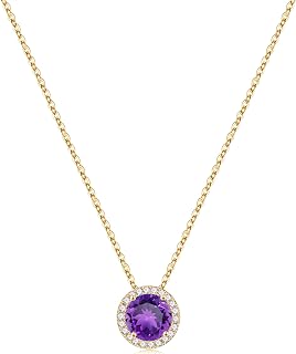 Turandoss 14K Gold Plated Birthstone Necklace for Women - Dainty Personalized 12 Month CZ Gemstone Pendant, Trendy Birthday Gift Jewelry