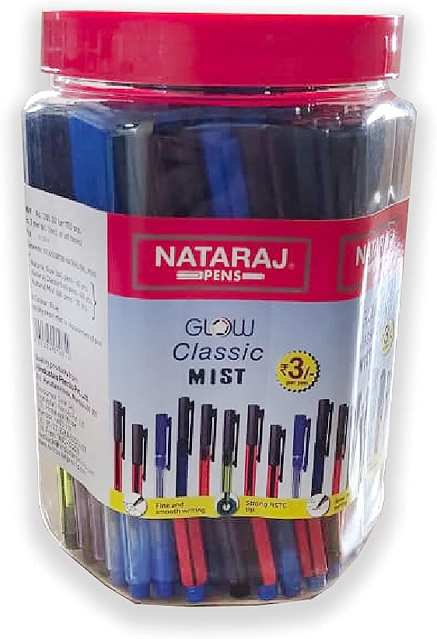 Nataraj Gcm Ball Pen Jar (100 Pc) Glow Classic&Mist Mixed In Jar,Blue