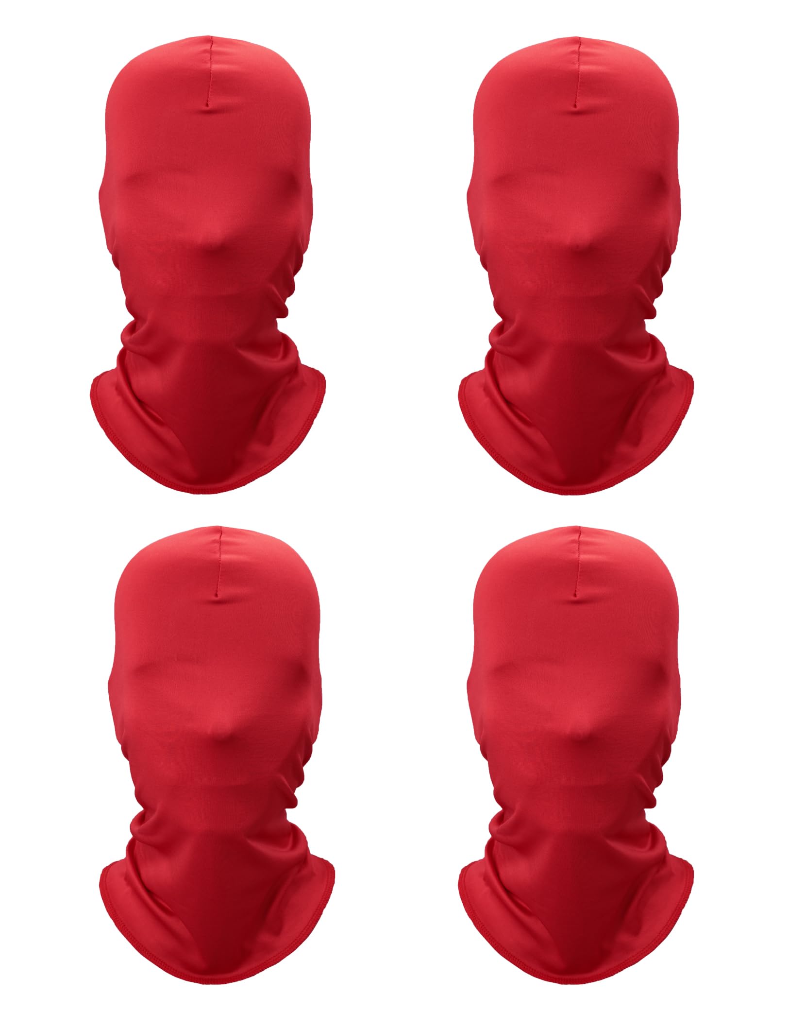 4 Pack Full Face Mask Hood Cover, Halloween Cosplay Faceless Skin Masks, BW 2nd Skin Masks Costume Cloth Red 4 Pack