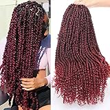 Leeven 1 Pack Pre-twisted Passion Twist Crochet Hair 22 Inch Ombre Color Hair for Passion Twist Braiding Curly Ends Hair Extensions 15 Roots/pack TBUG#