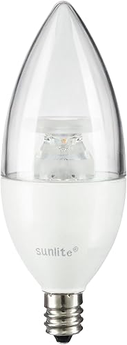 Sunlite Bombilla LED B11 con punta de torpedo esmerilada, 4.5 vatios (equivalente a 40 W) 300 lúmenes, base de candelabro E12, regulable,