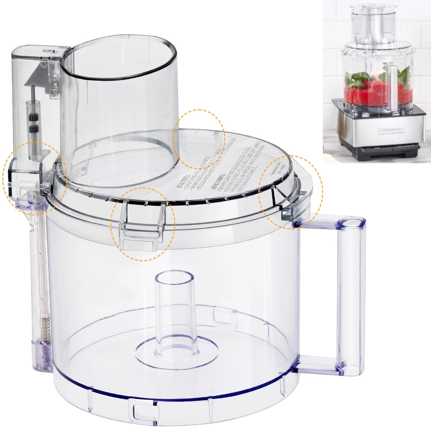 Photo 1 of 4 Locking Tabs DLC-005AGTXT1 Bowl and DFP-14NWBCT1X Cover 14-cup Food Processor Work Bowl Kits Fits Cuisinart DFP-14, DFP-14BCN, DFP-14BCNY Models