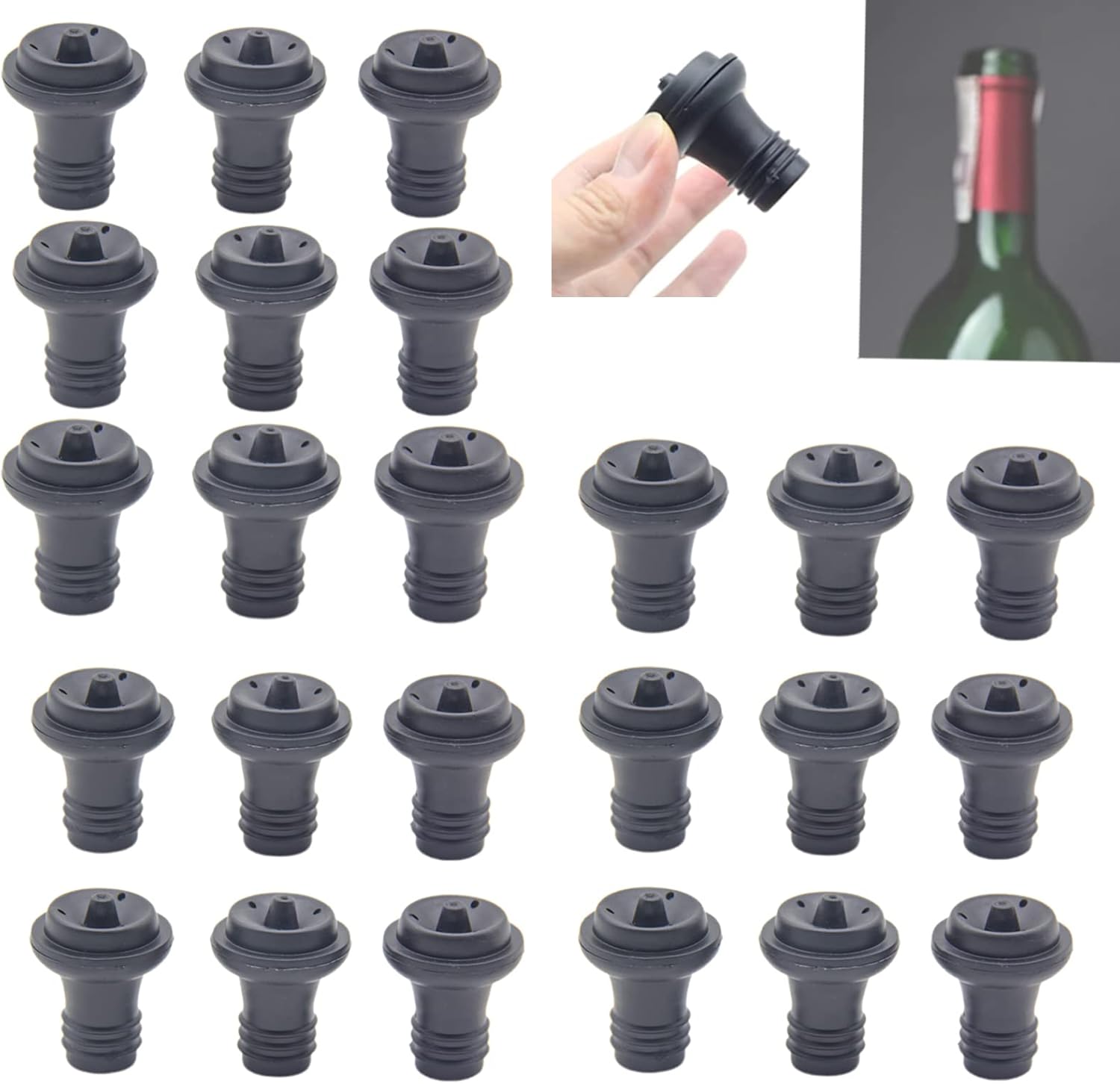 Wine Saver Vacuum Stoppers 24 Pack Rubber Wine Stoppers for Wine Saver Vacuum Pump Preserver, Bottle Rubber Corks to Preserve Wine Flavor Best Wine Air Vacuum Stoppers to Keep Wine Fresh