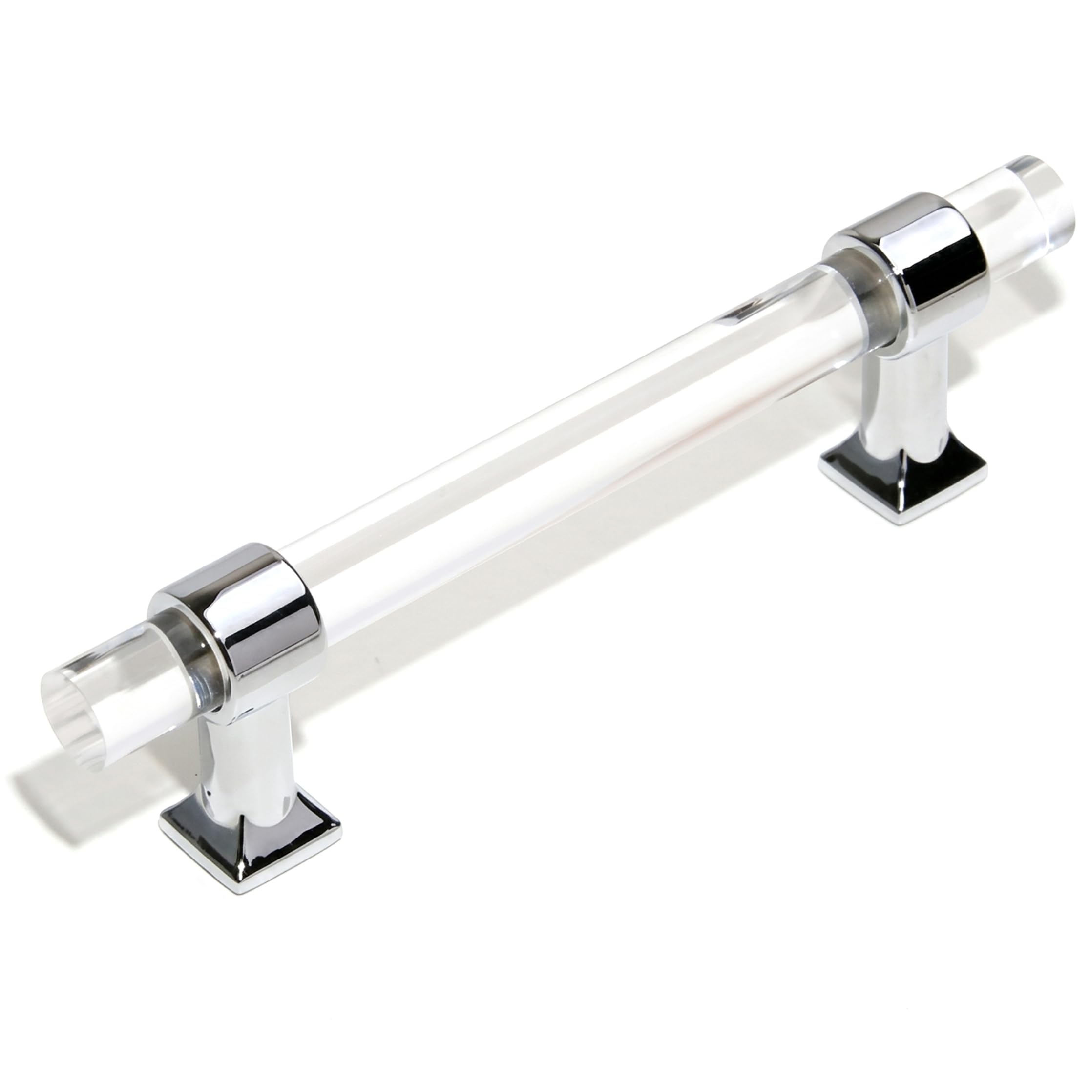 Acrylic Drawer Pulls Transparent Acrylic & Zinc Alloy Modern Cabinet Handles for Kitchen, Dressers, Silver, Modern Drawer Pulls