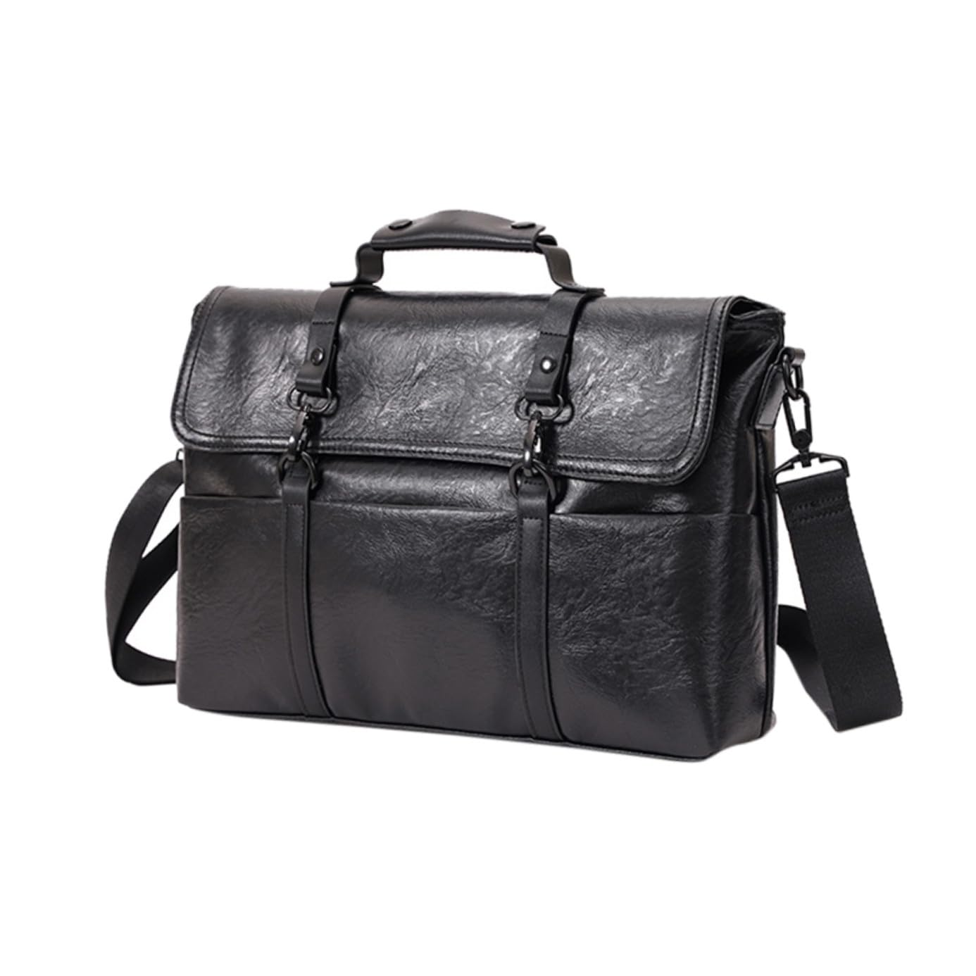 VALICLUD Borsa Tracolla Uomo 14 Pollici Business Pu Poliestere Nero Portfolio Lightweight per Laptop Viaggio Ufficio