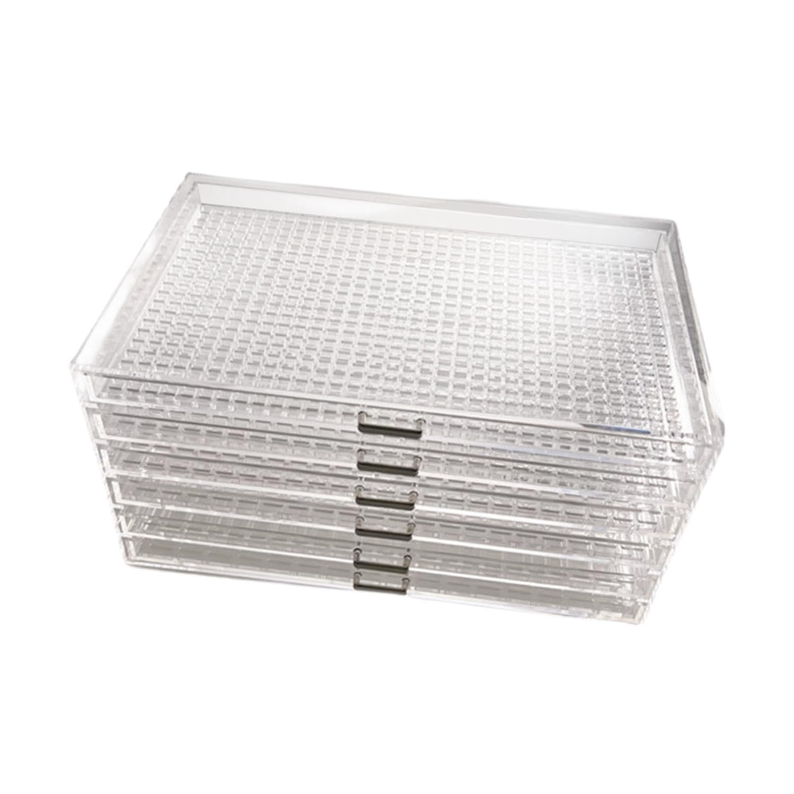 Organizador de Uñas Caja de Almacenamiento Transparente Acrílico Multiuso Cajón para Joyería Separador de Perlas Polvo a Prueba Adecuado para Escritor