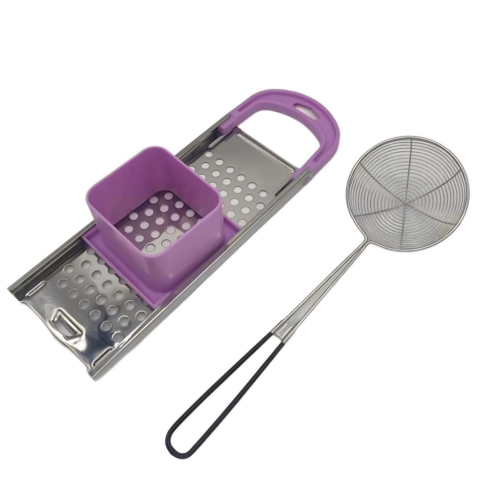 2 Pieces Spaetzle Maker Set Stainless Steel Spaetzle Maker Easy to Use Noodle Grater with Skimmer for Homemade Pasta Fans, Home Cooks-image-43
