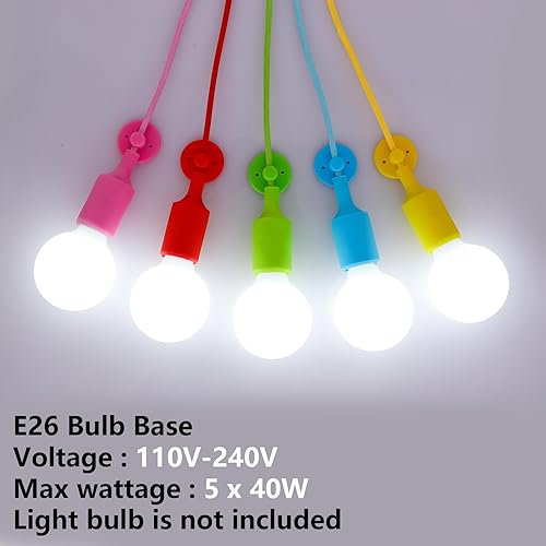 Miniatura 4 de Ymlii Lámpara colgante colorida de araña, lámpara de araña divertida para niños, lámpara de techo ajustable para habitación de niñas y niños, sala