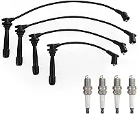 Conjunto de velas de ignição e velas de ignição de irídio compatível com Hyundai Accent Coupe Elantra Matrix Getz e Kia Cerato Rio 2004-2009 - L4 1,4L 1,5L 1,6L, substituição para 27501-26D00