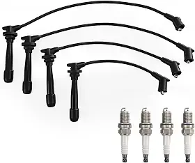 Conjunto de velas de ignição e velas de ignição de irídio compatível com Hyundai Accent Coupe Elantra Matrix Getz e Kia Cerato Rio 2004-2009 - L4 1,4L 1,5L 1,6L, substituição para 27501-26D00