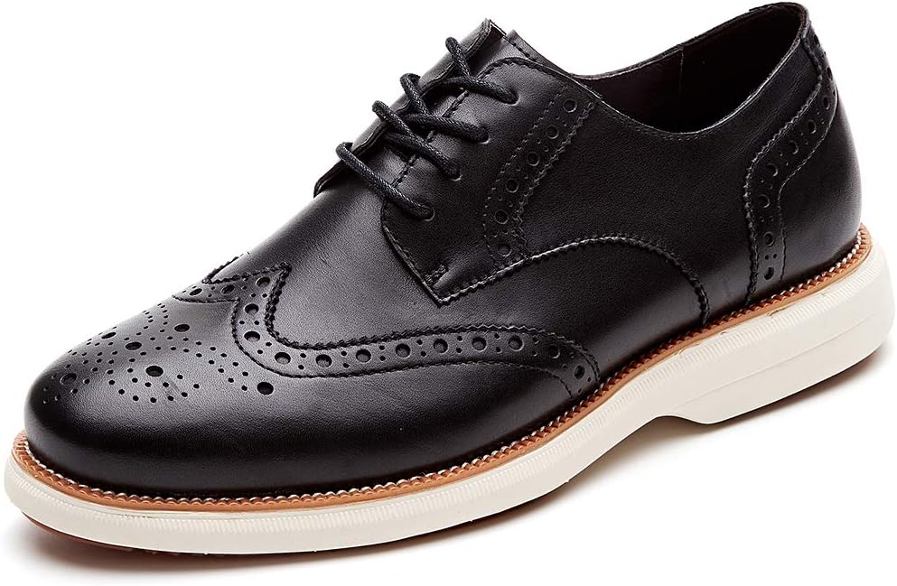 Mens Hybrid Brogue Oxford, Lace-up Wingtip Dress Shoes, Black, Size 10.5 US