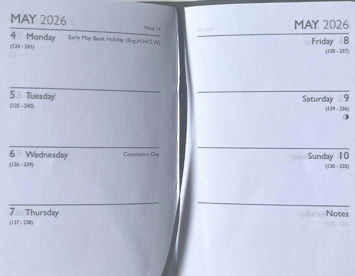 2024 POCKET DIARY - Week To A View - Soft Vinyl Cover - Black Blue or Red (Red)